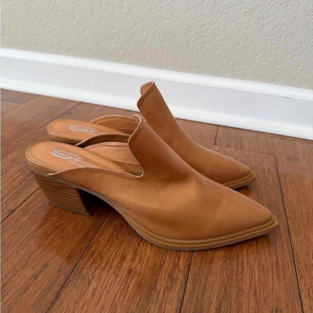 SOLD⚫️Sbicca Mulah Brown Leather Western Mule Clog Boho Pointy Toe Size 8